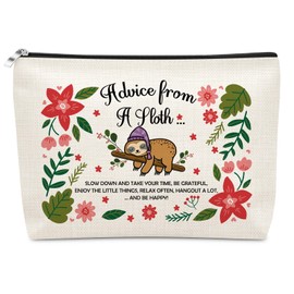 Sloth Gifts for Women Makeup Bag Inspirational Emotional Support Cheer Up Sloth Lover Gift for Girl Women Friend Positive Affirmation Gifts for Wild Animal Lovers Cosmetic Bag Birthday Gift