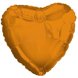 Solid Plain Colour Foil Balloons Hear Star Round 17" / 43cm Suitable for Air and Helium Party Decoration (Orange, Heart)
