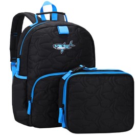 Toddler Backpack for Boys,Chase Chic Puffer Cute Lightweight Preschool Backpack with Lunch Box Set for Daycare Travel Kids Age 3-6,Black Shark