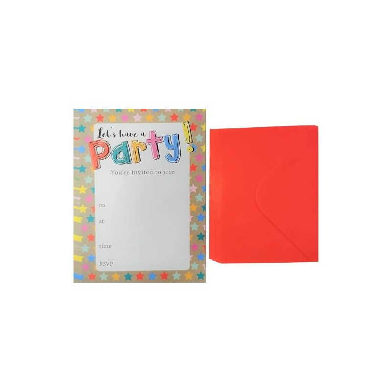 YLAB - 40 Party Invitations & Envelopes - Let's Have