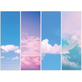 Ireer 4 Pcs School Locker Magnetic Wallpaper 12 x 36 Inch Magnetic Locker Wallpaper Locker Decorations Removable School Locker Sticker Accessory Decorative School Locker Covering (Sky Style)