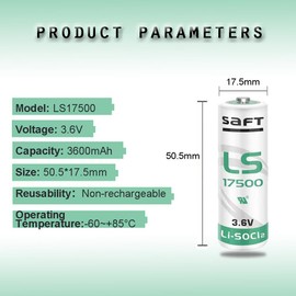 HDSBFCWYGG <5 Pack> LS17500 3.6v Battery for SAFT LS 17500 LS17500 Lithium Battery, 3600mAh LS 17500 Battery for CNC Water Meters etc