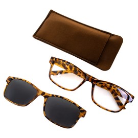 Global Vision Gafas de lectura + marco marrón Demi de aumento 2.0 con lente transparente y pantallas polarizadas a juego con clip