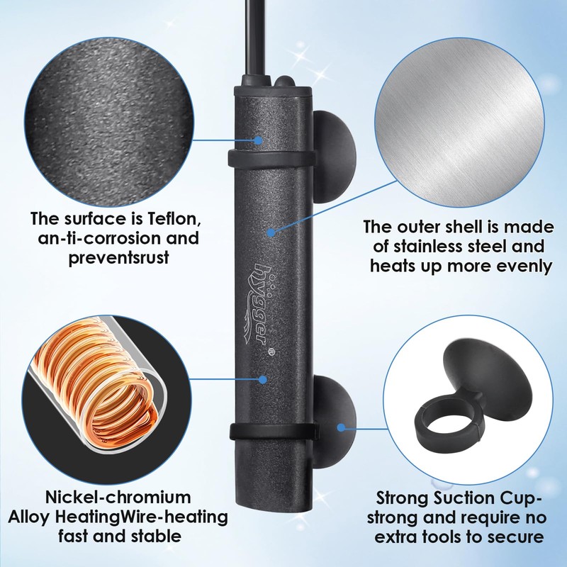 hygger Mini Aquarium Heater, 25 W Submersible Betta Aquarium Heating