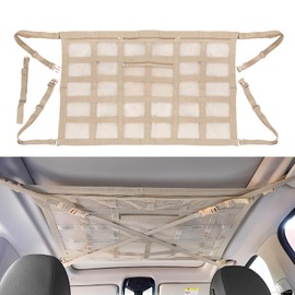 MUTEKI Car Ceiling Storage Luggage Net Car Ceiling Net Cargo Net Luggage Fixing Net for Cars Roof Box 2 Layer Type Car Storage Buckle Fastening Car Sleeping Convenient Storage Prevents Luggage Drop