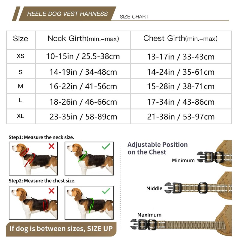 HEELE Dog Chest Harness, for Running, with Lockable Snap Closure,