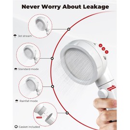 CAMPLUX Hand Held Showerhead with 11.48 FT Hose, 3-Setting Portable Spray Shower Head, High Pressure Shower Head with ON/Off Switch