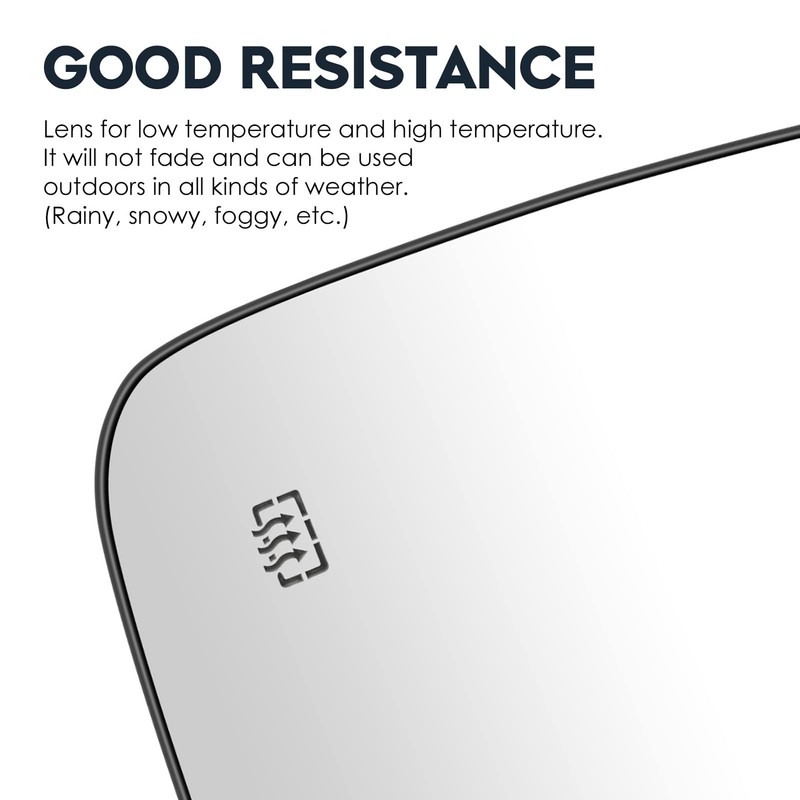 Passenger Right Side View Heated Mirror Glass with Backing Plate