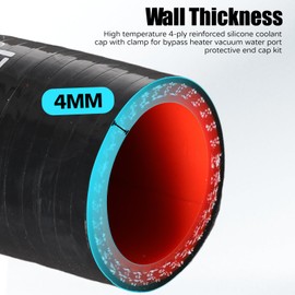 BEIJIULI 5/16"(8mm) ID Silicone Bypass Cap,Universal 4-Ply Reinforced Silicone Hose Cap with Clamp For Turbo Bypass Heater Vacuum Water Port Protective End Kit