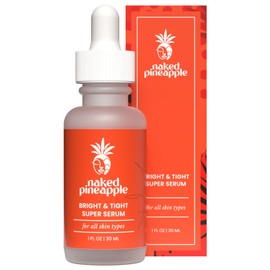 Naked Pineapple - Bright and Tight Super Serum - Enzyme-Powered for Blemish Control, Skin Elasticity & Hydration - Protects Moisture Barrier - 1oz