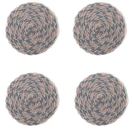 FUN LAVIE 4 PCS Round Placemats for Dining Table Polyester Thread Weave Heat Resistant Non-Slip Pads Set for Kitchen Diameter 7.1 Inches Pinkgray
