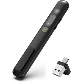 Presentation Clicker for Powerpoint Presentations, Wireless Presenter Remote USB C&USB A 2 in 1, Power Point Slide Clickers for Open Hyperlinks & Volume Control Windows/Mac