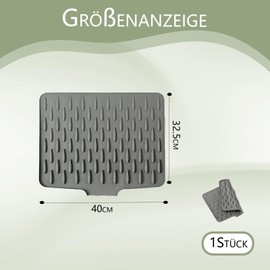 Abtropfmatte Geschirr, Abtropfmatte Silikon Mit Ablauf, Küchenspüle Silikonmatte Küche Dish Drying Mat Abtropfschale Für Spüle, Abtropfgitter Ablaufmatte Spüle Silikon