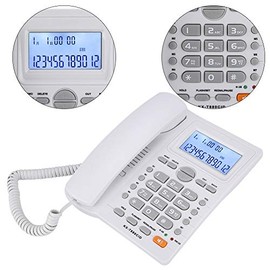 Wendry Teléfono con Cable con Identificador de Llamadas, Teléfono con Pantalal LCD, Teléfono con de Extensión de Doble Puerto, Teléfono con Cable y Al