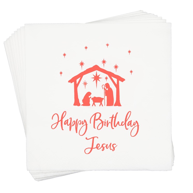 Happy Birthday Jesus Napkins, Christmas Nativity of Jesus Napkins, Christmas