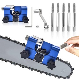 Chainsaw Sharpener, Portable Hand Cranks Chainsaw Sharpener Kit with 5 Sharpening Heads, for Lumberjack, DIY Craft, Gardener, Suitable for 6 - 22 Inch Chainsaws (Blue)