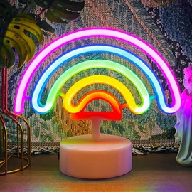 VIFULIN Rainbow Neon Sign Rainbow Neon Light Fun Classroom Decor Rainbow LED Light USB or Battery Operated Neon Signs Rainbow Room Decor for Girls Bedroom Rainbow LED Lights Kids Table Decorations