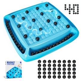 Magnet Game, Magnetic Games Chess, Board Games for Kids 6-8-12, Magnet Chess Kid Games, Family Board Games for Kid and Adults, Magnetic Game with 40 Pieces, Fun Birthday Gifts for Kids (Blue)
