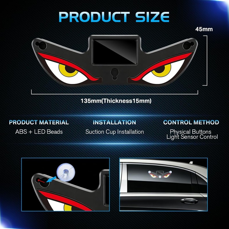 Teguangmei Solar Devils Eyes Light for Windshield 6 Modes Demon