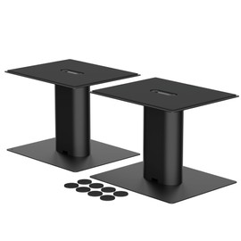 Suptek 7.9 x 6.5" Universal Desktop Speaker Stands – Pair for Bookshelf & Desktop Speakers – 6.1" Tall – Sturdy Base for Studio Monitors, PC, Gaming & Home Audio, Black, SDM003MB