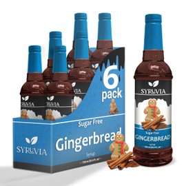 Sugar-Free Gingerbread Syrup by Syruvia 6-Pack, 25.4 fl oz, Wholesale Coffee Syrup Shops, Cafes, Baristas, Bistros, & Beverage Bars, Bulk Kosher & Gluten-Free