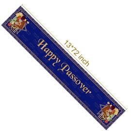 Vohado Linen Happy Passover Table Runner Jewish Religious Holiday Party Dinning Room Kitchen Home Mantle Fireplace Decoration