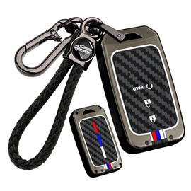 ontto luminous car key fob cover fit for Honda Accord Civic CRV Fit Pilot Odyssey Passport Ridgeline HR-V key holder Metal Smart Shell case keyring keychain Accessories 3 buttons start Black