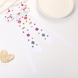 Boderier Teacher Gifts Hair Bows for Women Math Symbol Hair Bow Clips Jeweled Satin Ribbon Bow Barrette Hair Clip Back To School Teacher Must Haves Accessories White