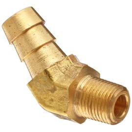 Anderson Metals 07045-0804 Brass 1/2?Inch Hose Barb x 1/4?Inch Male NPTF 45 Degree Elbow, Brass Hose to Pipe Fitting for Air, Fuel & Fluid Lines Applications