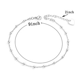 VU100 Dainty Cute Silver Ball Beads Ankle Bracelet for Women Girls Chain Anklet Beach Barefoot Sandal Foot Jewellery Adjustable