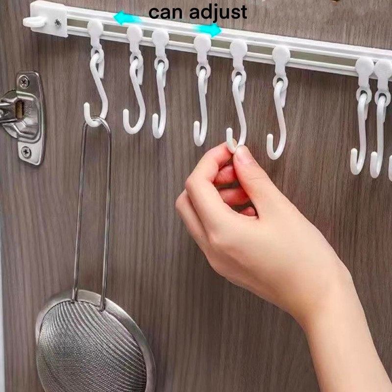 TTYGRHQ 2Pcs Multifunctional Slide Rail Hook, Adhesive Wall Hooks Rack