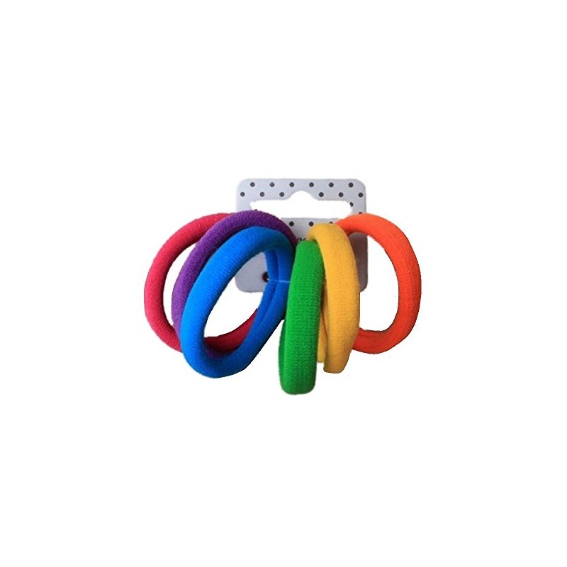 Set of 6 Bright Coloured Soft Jersey Endless Hair Elastics