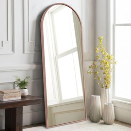 HLFMVWE Large Arched Full Length Mirror, Arch Bathroom Wall-Mounted Mirrors - Metal Aluminum Alloy Frame Modern Simple Home Decor - for Living Room Bedroom Cloakroom 48"x16" Rose Gold