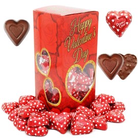 Fruidles Valentine's Milk Chocolate Hearts, 1 Pound, Double Crisps Milk Creamy Chocolaty, Holiday Treats, Individually Wrapped Foils, Kosher Certified Dairy