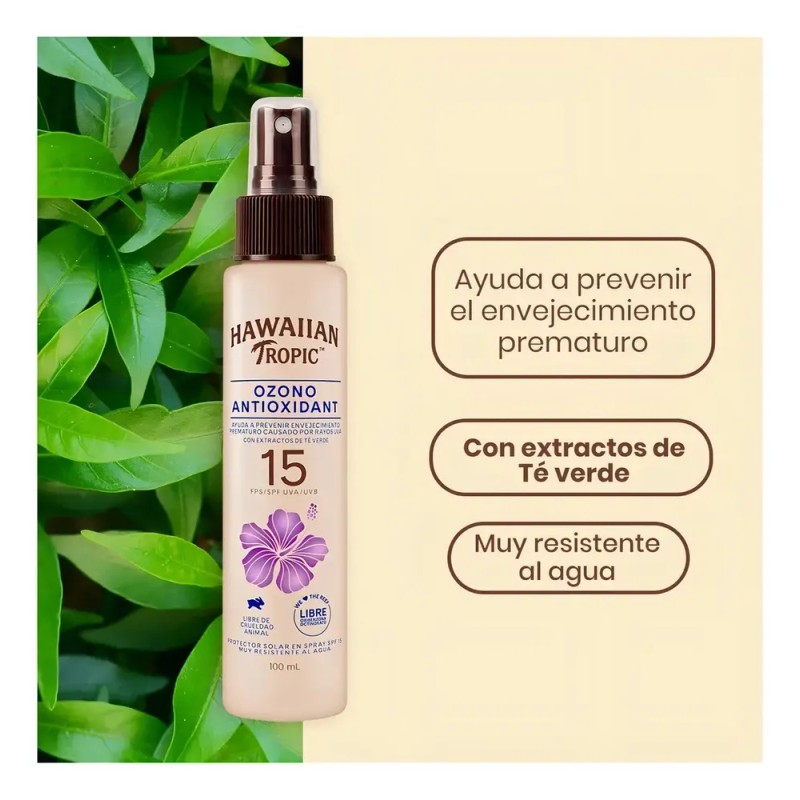 Protector Solar Hawaiian Tropic Ozono Antioxidant SPF15 Mist 100ml