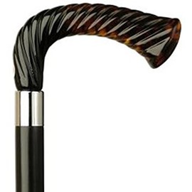 Rope Carved L Cane Black Maple Shaft  Shell Handle  -Affordable Gift! Item #HAR-9120739
