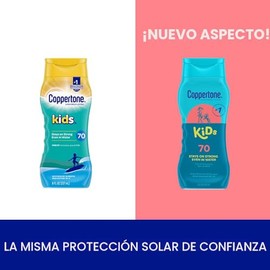 Coppertone – Protector solar en loción para niños, resistente al agua, espectro amplio con SPF 70 (8 onzas líquidas) (El envase puede variar)