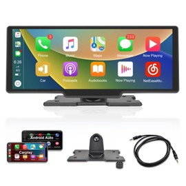 Carplay Screen Stereo 10.3 inch HD Wireless Portable Car Buddy Touchscreen Radio, Car Play & Android Auto FM Transmission Bluetooth for 7V-32V Vehicles