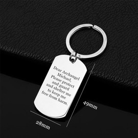 KBNSUIAN Stainless Steel Catholic Archangel St. Michael Keychain Saint Michael Blessing Prayer Shield Keyring for Protection Religious Amulet Gifts for Men Women