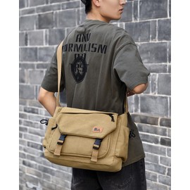 ibalulu Men's Shoulder Bag, Robust Canvas Messenger Bag with Multiple Pockets and Adjustable Strap, Vintage Crossbody Bag, Hobo Work Bag, Unisex Shoulder Bag for Work, Travel, Everyday Use, black