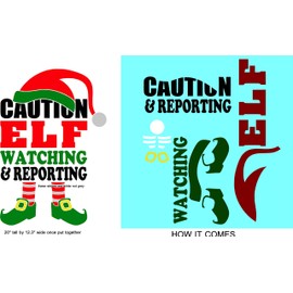 Walls with Style ELF Watching and Reporting, Christmas Vinyl Decor (Red and Green)