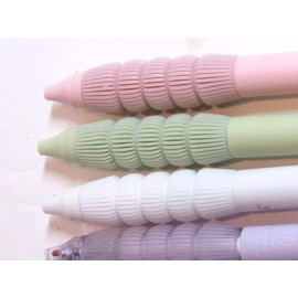 Aurora Set of 5 Feather Grip Gel Click Top Ballpoint Pens- Relieve Hand Fatigue-.5mm