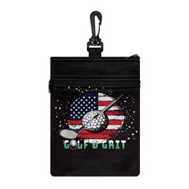 Rchsomd American Flag Golf Ball Print 4th of July Decorations Ziper Ball Bag Patriotic Golf Accessory Bag for Men and Women with with Zippered Pocket Golf Tee Pouch