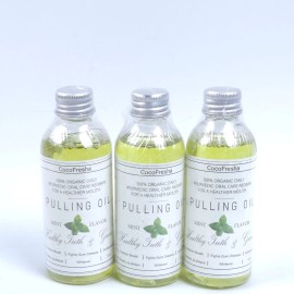 CocoFresha 3 Bottles 4 Oz 100% Organic Pulling Oil for Healthy Teeth, Gums Mouthwash Mint