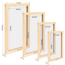 Caydo 4 Pieces 4 Size Screen Printing Frame with 110 Mesh for Screen Printing Beginners and Kids, 9 x 5.1 Inch, 10.6 x 6.7 Inch, 12.2 x 8.2 Inch, 14 x 10 Inch
