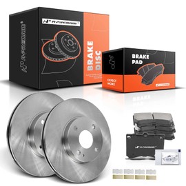 A-Premium 10.12 inch (257mm) Front Vented Disc Brake Rotors + Ceramic Pads Kit Compatible with Select Ford, Mazda and Mercury Models - Escort 91-02, Protege 95-98/90-94, Tracer 91-99 6-PC Set