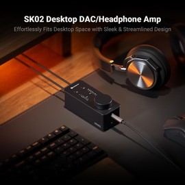 Fosi Audio SK02 DAC Amp Headphone Amplifier Desktop USB C to AUX Digital to Analog Audio Converter Adapter Preamp Optical to 3.5mm 4.4mm Balanced Combo for Home Audio System