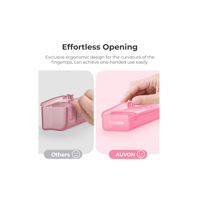 AUVON Weekly Pill Organizer with Effortless Opening Design, Arthritis Friendly