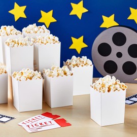 100 Pack Mini Popcorn Boxes for Party, Bulk White Popcorn Containers for Movie Night Decorations (3 x 4 In)