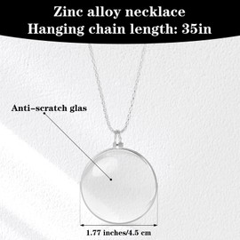 QFGasre 5X Monocle Magnifying Glass Necklace Pocket Magnifying Glass Vintage